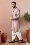 Buy_Arihant Rai Sinha_Wine Cotton, Silk Jaal Print Kurta Set _Online_at_Aza_Fashions