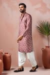 Buy_Arihant Rai Sinha_Wine Cotton, Silk Abstract Print Kurta Set _Online_at_Aza_Fashions