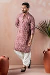 Buy_Arihant Rai Sinha_Wine Cotton, Silk Abstract Print Kurta Set _at_Aza_Fashions
