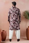 Shop_Arihant Rai Sinha_Maroon Cotton, Silk Floral Print Kurta And Salwar Set _at_Aza_Fashions