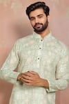 Buy_Arihant Rai Sinha_Green Linen, Cotton Geometric Print Kurta And Pant Set _Online_at_Aza_Fashions