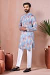 Buy_Arihant Rai Sinha_Blue Linen, Cotton Abstract Print Kurta And Pant Set _at_Aza_Fashions
