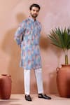 Arihant Rai Sinha_Blue Linen, Cotton Abstract Print Kurta And Pant Set _Online_at_Aza_Fashions