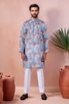 Buy_Arihant Rai Sinha_Blue Linen, Cotton Abstract Print Kurta And Pant Set _Online_at_Aza_Fashions
