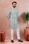Buy_Arihant Rai Sinha_Green Linen, Cotton Abstract Printed Kurta And Pant Set _Online_at_Aza_Fashions