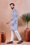 Arihant Rai Sinha_Blue Linen, Cotton Geometric Pattern Kurta And Pant Set _Online_at_Aza_Fashions