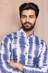 Shop_Arihant Rai Sinha_Navy Linen, Cotton Tie-dye Kurta And Pant Set _Online_at_Aza_Fashions