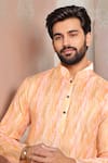 Shop_Arihant Rai Sinha_Peach Linen, Cotton Abstract Print Kurta And Pant Set _Online_at_Aza_Fashions