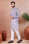 Arihant Rai Sinha_Purple Linen, Cotton Leaf Pattern Kurta And Pant Set _Online_at_Aza_Fashions