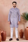 Buy_Arihant Rai Sinha_Purple Linen, Cotton Leaf Pattern Kurta And Pant Set _Online_at_Aza_Fashions