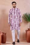 Buy_Arihant Rai Sinha_Wine Linen, Cotton Abstract Print Kurta And Pant Set _at_Aza_Fashions
