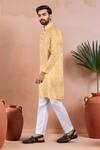 Buy_Arihant Rai Sinha_Mustard Linen, Cotton Abstract Print Kurta And Pant Set _Online_at_Aza_Fashions