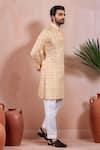 Buy_Arihant Rai Sinha_Yellow Linen, Cotton Jaal Print Kurta And Pant Set _Online_at_Aza_Fashions
