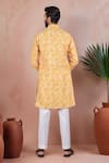 Shop_Arihant Rai Sinha_Mustard Cotton Embroidery, Foil Printing Ombre Work Kurta Set _at_Aza_Fashions