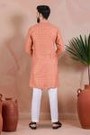 Shop_Arihant Rai Sinha_Orange Cotton Embroidery Butti Jaal Pattern Kurta Set _at_Aza_Fashions
