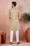 Shop_Arihant Rai Sinha_Yellow Cotton Embroidery Stripe Pattern Kurta Set _at_Aza_Fashions