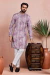 Buy_Arihant Rai Sinha_Wine Cotton Embroidery Abstract Pattern Kurta With Pant _at_Aza_Fashions