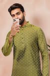 Arihant Rai Sinha_Green Cotton Woven Dobby Kurta And Pant Set _Online_at_Aza_Fashions