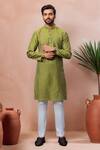 Buy_Arihant Rai Sinha_Green Cotton Woven Dobby Kurta And Pant Set _at_Aza_Fashions