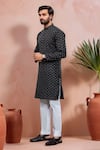 Arihant Rai Sinha_Black Cotton Woven Dobby Kurta And Pant Set _Online_at_Aza_Fashions