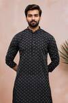 Buy_Arihant Rai Sinha_Black Cotton Woven Dobby Kurta And Pant Set _Online_at_Aza_Fashions