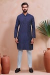 Arihant Rai Sinha Blue Cotton Woven Dobby Kurta And Pant Set Online at Aza Fashions Arihant Rai Sinha_Blue Cotton Woven Dobby Kurta And Pant Set _Online_at_Aza_Fashions