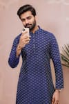 Shop Arihant Rai Sinha Blue Cotton Woven Dobby Kurta And Pant Set Online at Aza Fashions Shop_Arihant Rai Sinha_Blue Cotton Woven Dobby Kurta And Pant Set _Online_at_Aza_Fashions