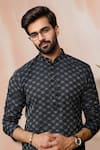 Shop Arihant Rai Sinha Black Cotton Woven Dobby Kurta And Pant Set Online at Aza Fashions Shop_Arihant Rai Sinha_Black Cotton Woven Dobby Kurta And Pant Set _Online_at_Aza_Fashions
