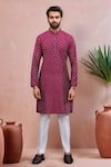 Buy Arihant Rai Sinha Purple Cotton Woven Dobby Kurta And Pant Set Online at Aza Fashions Buy_Arihant Rai Sinha_Purple Cotton Woven Dobby Kurta And Pant Set _Online_at_Aza_Fashions