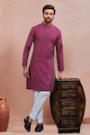 Buy Arihant Rai Sinha Purple Cotton Woven Dobby Kurta And Pant Set at Aza Fashions Buy_Arihant Rai Sinha_Purple Cotton Woven Dobby Kurta And Pant Set _at_Aza_Fashions