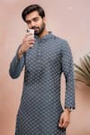 Shop Arihant Rai Sinha Gray Cotton Woven Dobby Kurta And Pant Set Online at Aza Fashions Shop_Arihant Rai Sinha_Gray Cotton Woven Dobby Kurta And Pant Set _Online_at_Aza_Fashions