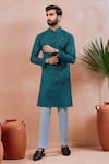 Buy Arihant Rai Sinha Teal Cotton Woven Dobby Kurta And Pant Set Online at Aza Fashions Buy_Arihant Rai Sinha_Teal Cotton Woven Dobby Kurta And Pant Set _Online_at_Aza_Fashions