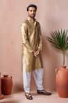 Arihant Rai Sinha_Gold Jacquard, Silk Woven Kurta With Salwar _Online_at_Aza_Fashions