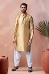 Buy_Arihant Rai Sinha_Gold Jacquard, Silk Woven Kurta With Salwar _at_Aza_Fashions