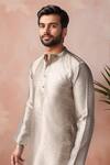Shop Arihant Rai Sinha Silver Jacquard Woven Kurta With Salwar Online at Aza Fashions Shop_Arihant Rai Sinha_Silver Jacquard Woven Kurta With Salwar _Online_at_Aza_Fashions