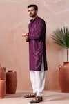 Buy_Arihant Rai Sinha_Wine Rayon, Silk Embroidery Thread Kurta And Salwar Set _Online_at_Aza_Fashions