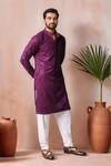 Shop_Arihant Rai Sinha_Wine Rayon, Silk Embroidery Thread Kurta And Salwar Set _Online_at_Aza_Fashions