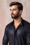 Shop_Arihant Rai Sinha_Black Rayon, Silk Sequins, Embroidery Thread Kurta And Salwar Set _Online_at_Aza_Fashions