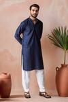 Arihant Rai Sinha_Navy Rayon, Silk Embroidery Thread Kurta And Salwar Set _Online_at_Aza_Fashions
