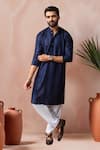 Buy_Arihant Rai Sinha_Navy Rayon, Silk Embroidery Thread Kurta And Salwar Set _at_Aza_Fashions