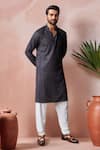 Buy_Arihant Rai Sinha_Charcoal Rayon, Silk Embroidery Thread Kurta And Salwar Set _Online_at_Aza_Fashions