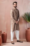 Arihant Rai Sinha_Brown Modal, Silk Printed Kurta And Salwar Set _Online_at_Aza_Fashions