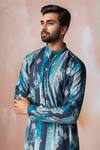 Shop_Arihant Rai Sinha_Blue Modal, Silk Printed Kurta And Salwar Set _Online_at_Aza_Fashions