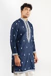 Buy_Rng Safawala_Blue Cotton, Silk, Dupion Embroidery, Sequins Thread And Kurta Set _Online_at_Aza_Fashions