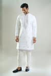 Buy_Rng Safawala_Off White Dupion Embroidery, Sequins Thread And Kurta Set _at_Aza_Fashions