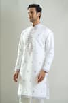 Rng Safawala_Off White Dupion Embroidery, Sequins Thread And Kurta Set _at_Aza_Fashions