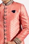 Rng Safawala_Peach Silk, Dupion Embroidery Dabka And Resham Achkan Set _Online_at_Aza_Fashions