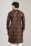 Shop_Rng Safawala_Brown Cotton Satin, Dupion Embroidery, Sequins Thread And Kurta Set _at_Aza_Fashions