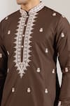 Shop_Rng Safawala_Brown Cotton Satin, Dupion Embroidery, Sequins Thread And Kurta Set _Online_at_Aza_Fashions