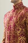 Shop_Rng Safawala_Maroon Silk, Shantoon Embroidery, Metallic Thread Achkan And Pant Set _Online_at_Aza_Fashions